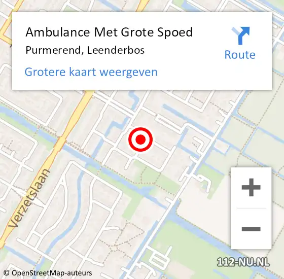 Locatie op kaart van de 112 melding: Ambulance Met Grote Spoed Naar Purmerend, Leenderbos op 24 december 2022 08:51