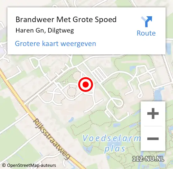 Locatie op kaart van de 112 melding: Brandweer Met Grote Spoed Naar Haren Gn, Dilgtweg op 24 december 2022 09:00