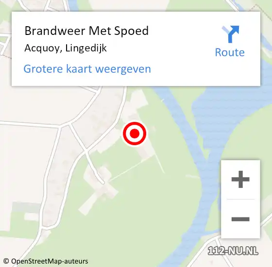 Locatie op kaart van de 112 melding: Brandweer Met Spoed Naar Acquoy, Lingedijk op 9 augustus 2014 15:31