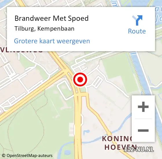 Locatie op kaart van de 112 melding: Brandweer Met Spoed Naar Tilburg, Kempenbaan op 24 december 2022 09:40