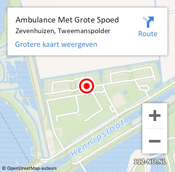 Locatie op kaart van de 112 melding: Ambulance Met Grote Spoed Naar Zevenhuizen, Tweemanspolder op 24 december 2022 09:45