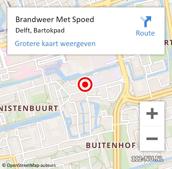 Locatie op kaart van de 112 melding: Brandweer Met Spoed Naar Delft, Bartokpad op 24 december 2022 09:55