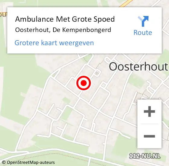 Locatie op kaart van de 112 melding: Ambulance Met Grote Spoed Naar Oosterhout, De Kempenbongerd op 24 december 2022 10:01