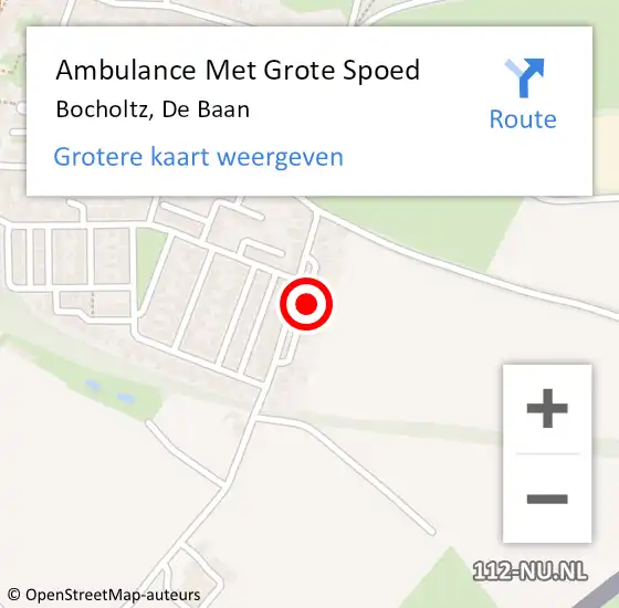 Locatie op kaart van de 112 melding: Ambulance Met Grote Spoed Naar Bocholtz, De Baan op 24 december 2022 10:04