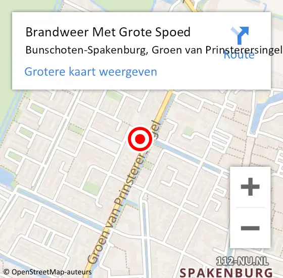 Locatie op kaart van de 112 melding: Brandweer Met Grote Spoed Naar Bunschoten-Spakenburg, Groen van Prinsterersingel op 24 december 2022 10:16