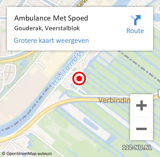 Locatie op kaart van de 112 melding: Ambulance Met Spoed Naar Gouderak, Veerstalblok op 24 december 2022 10:16