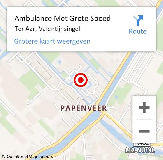 Locatie op kaart van de 112 melding: Ambulance Met Grote Spoed Naar Ter Aar, Valentijnsingel op 24 december 2022 10:27