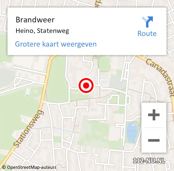 Locatie op kaart van de 112 melding: Brandweer Heino, Statenweg op 24 december 2022 10:43