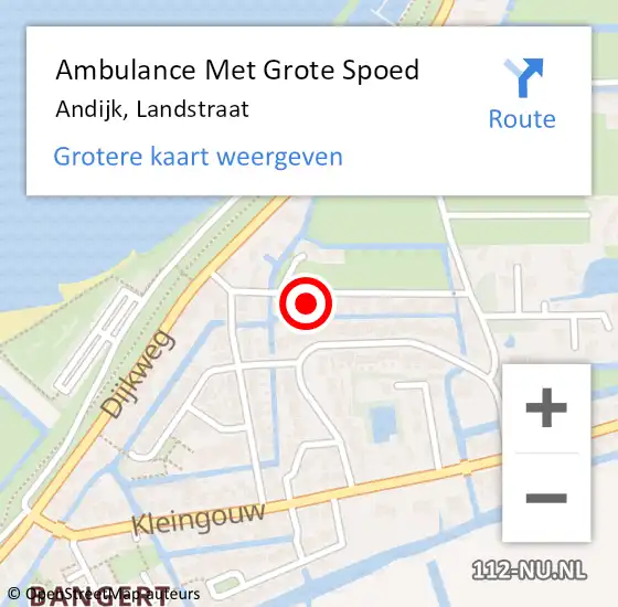 Locatie op kaart van de 112 melding: Ambulance Met Grote Spoed Naar Andijk, Landstraat op 24 december 2022 10:45