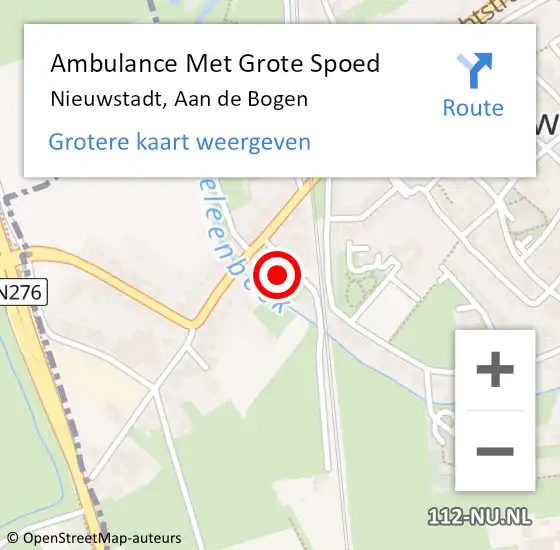 Locatie op kaart van de 112 melding: Ambulance Met Grote Spoed Naar Nieuwstadt, Aan de Bogen op 11 oktober 2013 03:34