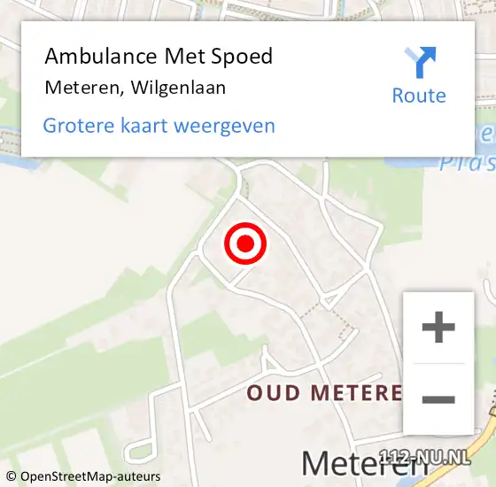Locatie op kaart van de 112 melding: Ambulance Met Spoed Naar Meteren, Wilgenlaan op 24 december 2022 11:05