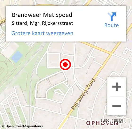 Locatie op kaart van de 112 melding: Brandweer Met Spoed Naar Sittard, Mgr. Rijckersstraat op 24 december 2022 11:12