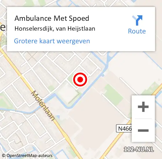 Locatie op kaart van de 112 melding: Ambulance Met Spoed Naar Honselersdijk, van Heijstlaan op 24 december 2022 11:20