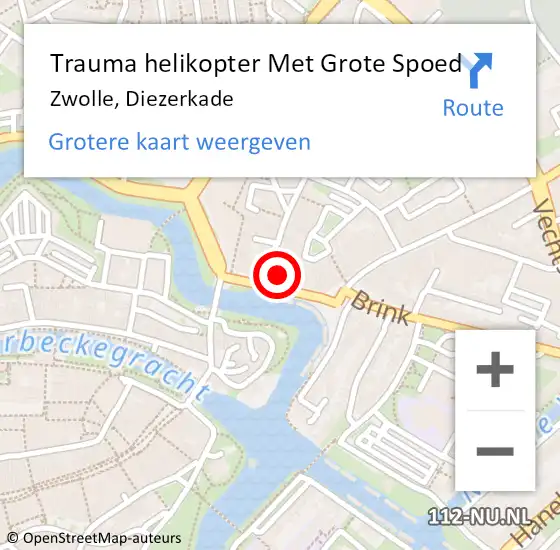 Locatie op kaart van de 112 melding: Trauma helikopter Met Grote Spoed Naar Zwolle, Diezerkade op 24 december 2022 11:39