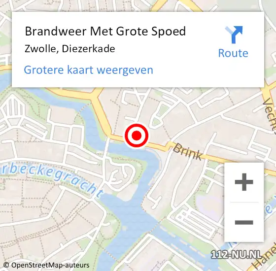 Locatie op kaart van de 112 melding: Brandweer Met Grote Spoed Naar Zwolle, Diezerkade op 24 december 2022 11:45