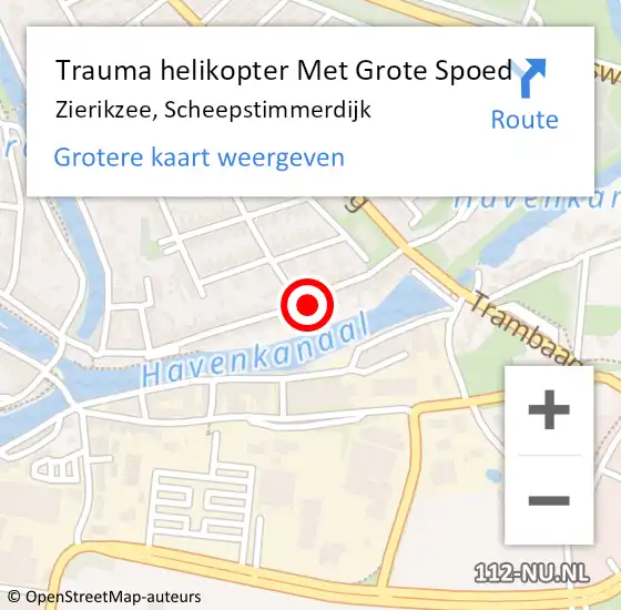 Locatie op kaart van de 112 melding: Trauma helikopter Met Grote Spoed Naar Zierikzee, Scheepstimmerdijk op 24 december 2022 11:46