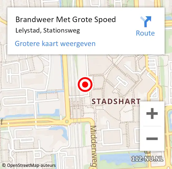 Locatie op kaart van de 112 melding: Brandweer Met Grote Spoed Naar Lelystad, Stationsweg op 24 december 2022 11:52