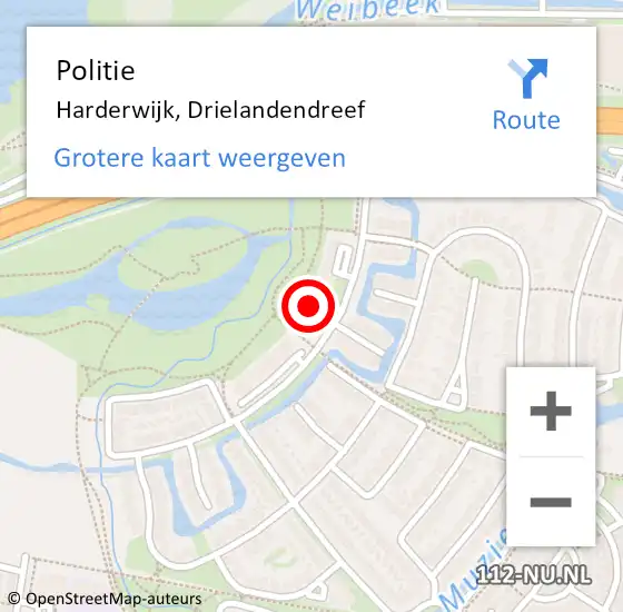 Locatie op kaart van de 112 melding: Politie Harderwijk, Drielandendreef op 24 december 2022 12:00