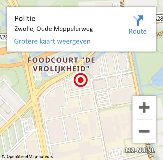 Locatie op kaart van de 112 melding: Politie Zwolle, Oude Meppelerweg op 24 december 2022 12:14