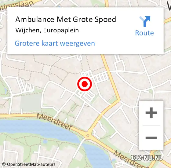 Locatie op kaart van de 112 melding: Ambulance Met Grote Spoed Naar Wijchen, Europaplein op 24 december 2022 12:38