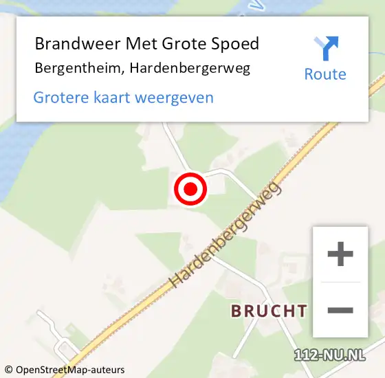 Locatie op kaart van de 112 melding: Brandweer Met Grote Spoed Naar Bergentheim, Hardenbergerweg op 9 augustus 2014 15:55