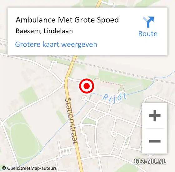 Locatie op kaart van de 112 melding: Ambulance Met Grote Spoed Naar Baexem, Lindelaan op 24 december 2022 12:51