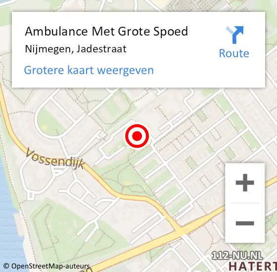 Locatie op kaart van de 112 melding: Ambulance Met Grote Spoed Naar Nijmegen, Jadestraat op 24 december 2022 12:54