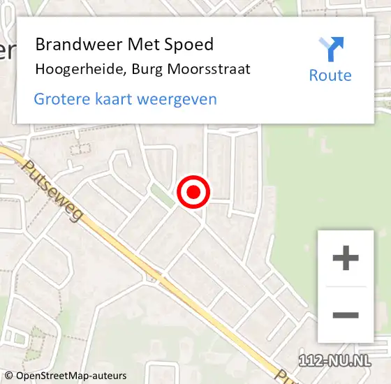 Locatie op kaart van de 112 melding: Brandweer Met Spoed Naar Hoogerheide, Burg Moorsstraat op 24 december 2022 12:56