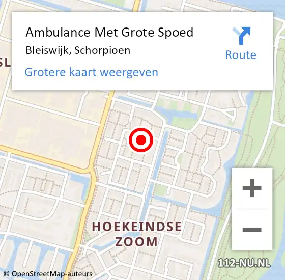 Locatie op kaart van de 112 melding: Ambulance Met Grote Spoed Naar Bleiswijk, Schorpioen op 24 december 2022 13:16