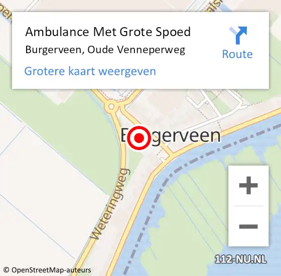 Locatie op kaart van de 112 melding: Ambulance Met Grote Spoed Naar Burgerveen, Oude Venneperweg op 24 december 2022 13:21