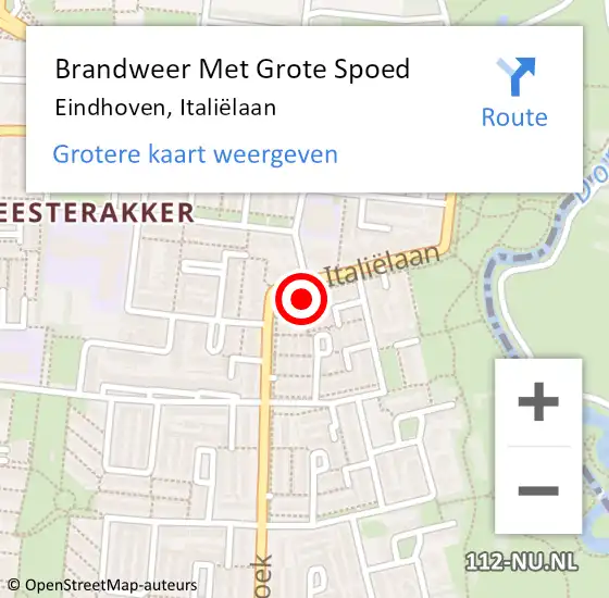 Locatie op kaart van de 112 melding: Brandweer Met Grote Spoed Naar Eindhoven, Italiëlaan op 24 december 2022 13:26