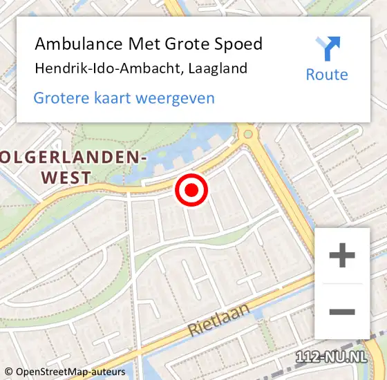 Locatie op kaart van de 112 melding: Ambulance Met Grote Spoed Naar Hendrik-Ido-Ambacht, Laagland op 24 december 2022 13:42