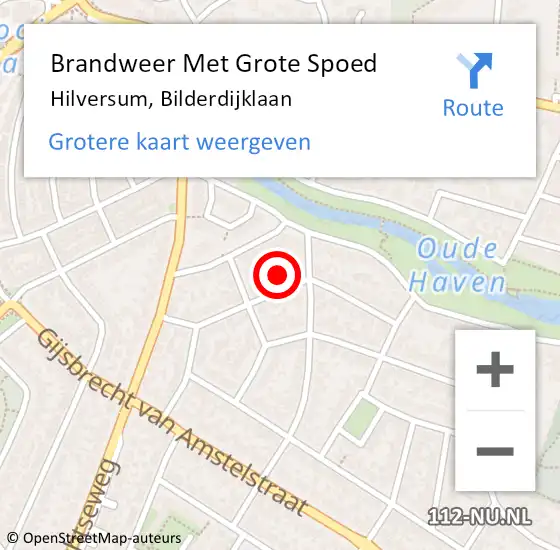 Locatie op kaart van de 112 melding: Brandweer Met Grote Spoed Naar Hilversum, Bilderdijklaan op 24 december 2022 14:01