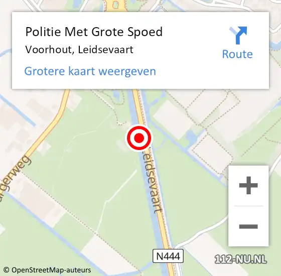 Locatie op kaart van de 112 melding: Politie Met Grote Spoed Naar Voorhout, Leidsevaart op 24 december 2022 14:11