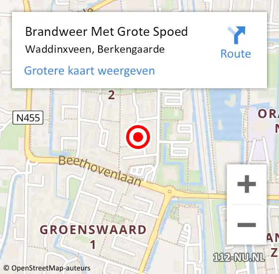 Locatie op kaart van de 112 melding: Brandweer Met Grote Spoed Naar Waddinxveen, Berkengaarde op 24 december 2022 14:15