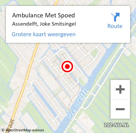 Locatie op kaart van de 112 melding: Ambulance Met Spoed Naar Assendelft, Joke Smitsingel op 24 december 2022 14:33