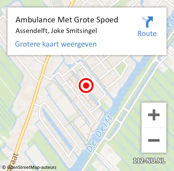 Locatie op kaart van de 112 melding: Ambulance Met Grote Spoed Naar Assendelft, Joke Smitsingel op 24 december 2022 14:35