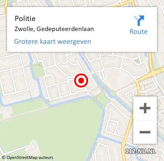 Locatie op kaart van de 112 melding: Politie Zwolle, Gedeputeerdenlaan op 24 december 2022 14:38