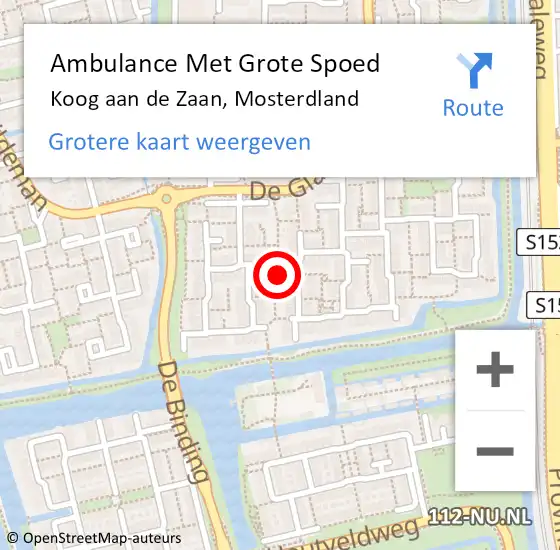 Locatie op kaart van de 112 melding: Ambulance Met Grote Spoed Naar Koog aan de Zaan, Mosterdland op 24 december 2022 14:47