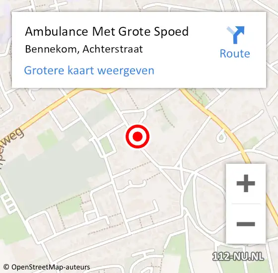 Locatie op kaart van de 112 melding: Ambulance Met Grote Spoed Naar Bennekom, Achterstraat op 24 december 2022 14:51