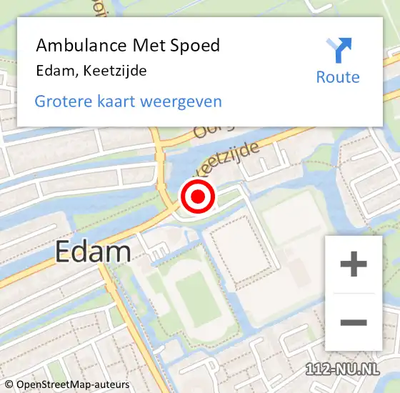 Locatie op kaart van de 112 melding: Ambulance Met Spoed Naar Edam, Keetzijde op 24 december 2022 15:04