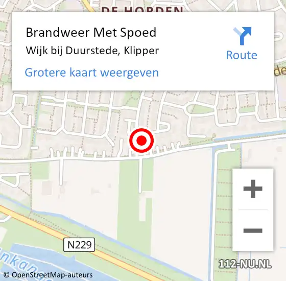 Locatie op kaart van de 112 melding: Brandweer Met Spoed Naar Wijk bij Duurstede, Klipper op 24 december 2022 15:20