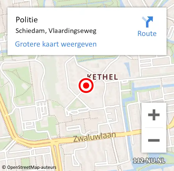 Locatie op kaart van de 112 melding: Politie Schiedam, Vlaardingseweg op 24 december 2022 15:36