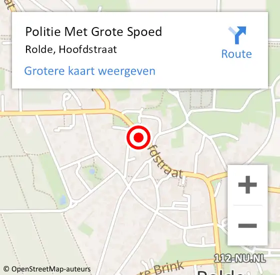 Locatie op kaart van de 112 melding: Politie Met Grote Spoed Naar Rolde, Hoofdstraat op 24 december 2022 15:37