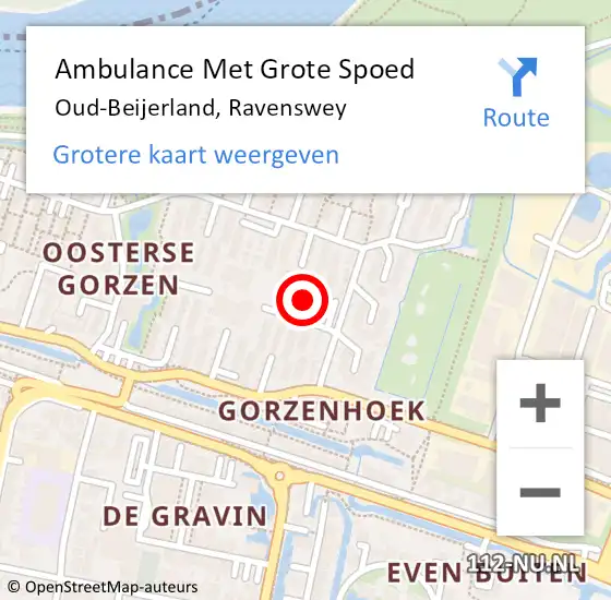 Locatie op kaart van de 112 melding: Ambulance Met Grote Spoed Naar Oud-Beijerland, Ravenswey op 24 december 2022 15:47