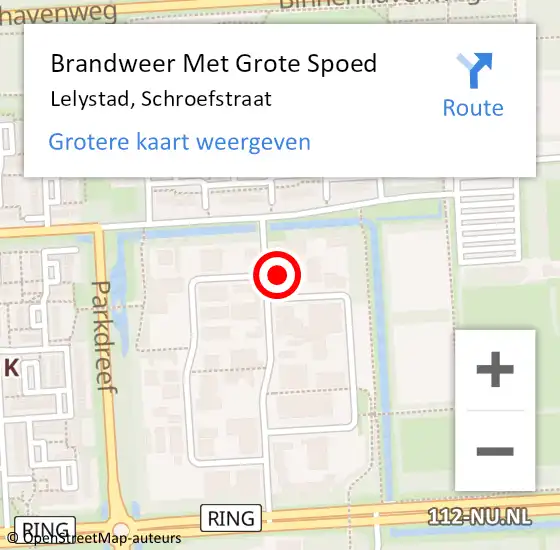 Locatie op kaart van de 112 melding: Brandweer Met Grote Spoed Naar Lelystad, Schroefstraat op 24 december 2022 15:49