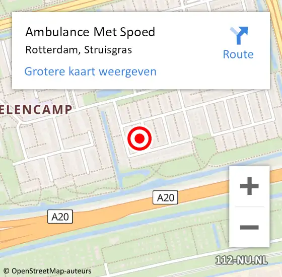 Locatie op kaart van de 112 melding: Ambulance Met Spoed Naar Rotterdam, Struisgras op 24 december 2022 16:09