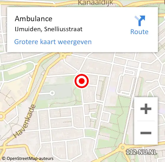 Locatie op kaart van de 112 melding: Ambulance IJmuiden, Snelliusstraat op 24 december 2022 16:16