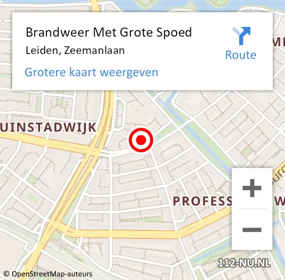 Locatie op kaart van de 112 melding: Brandweer Met Grote Spoed Naar Leiden, Zeemanlaan op 24 december 2022 16:16