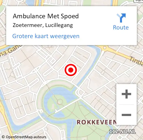 Locatie op kaart van de 112 melding: Ambulance Met Spoed Naar Zoetermeer, Lucillegang op 24 december 2022 16:19